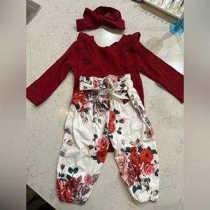 Baby Girl Maroon Matching Set